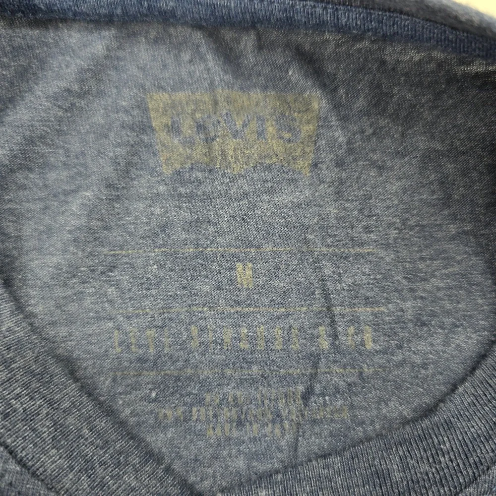 Levi's Henley Mens M Shirt Navy Blue Heather Long Sleeve Three Button